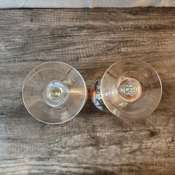 Set of 2 Wine Glasses Colorful Birds with Flowers Hand Painted - Picture 6 of 13